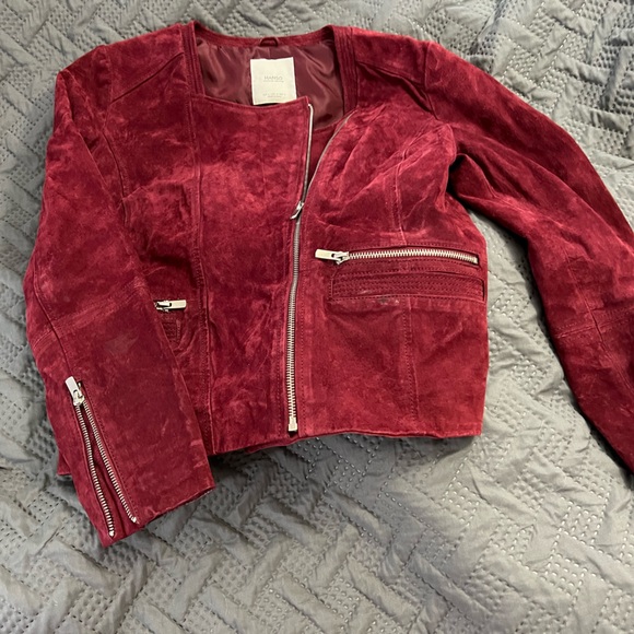 Burgundy Large Suede Mango Jacket - Picture 2 of 9